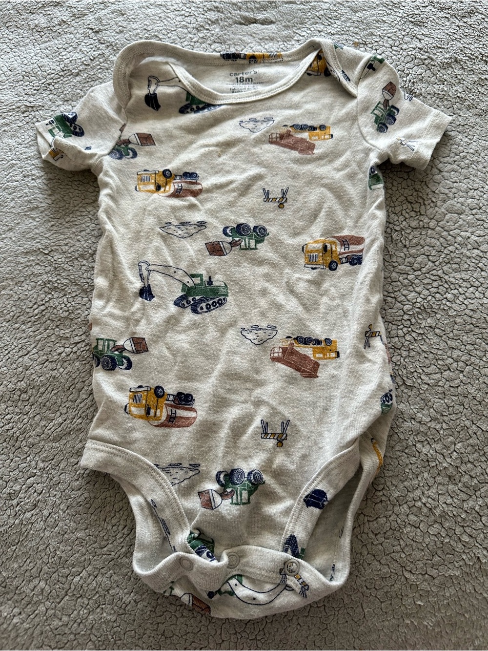 Carter's Cream One-Piece Bodysuit with Yellow, Green, Blue & Brown Vehicle Print